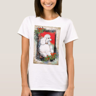 Vit julafton Pudel Vintage Stil Ringer Tee