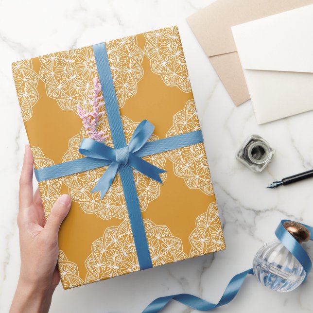 Vit Julfest för modern Elegant Gult   Presentpapper (Gifting)