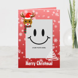 Vit julfoto Rudolph Red Nposed Reindeer Kort