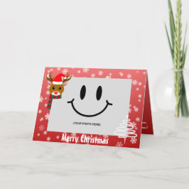 Vit julfoto Rudolph Red Nposed Reindeer Kort