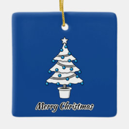 Vit julgran Blå dekorationer - God Jul