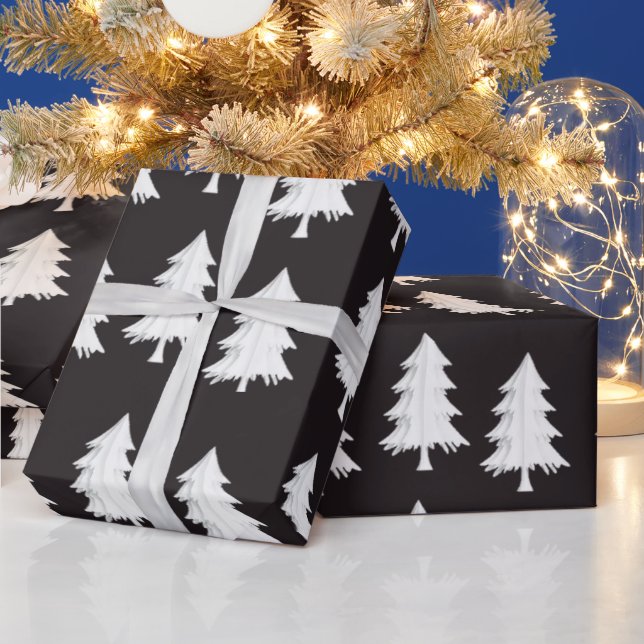 Vit julgran Presentpapper Svart (Helgdagar)