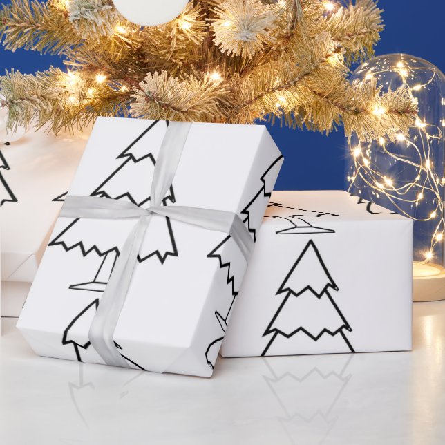 Vit julgran Svart trimning Presentationspapper Presentpapper (Helgdagar)