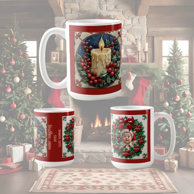 Vit julgrankljusstake Anpassningsbar Kaffemugg (Skapare uppladdad)