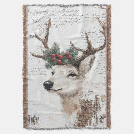Vit juljul-Helgdag för festlig Hjort Filt