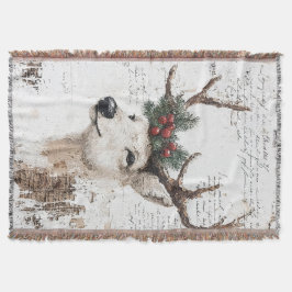 Vit juljul-Helgdag för festlig Hjort Filt