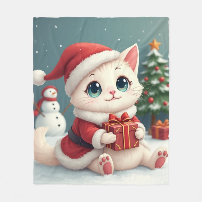 Vit julklapp Baby Blanket Fleecefilt (Framsidan)