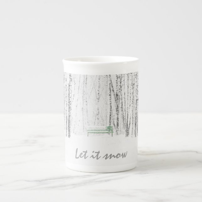 Vit julklapp benporslin mugg (Framsidan)