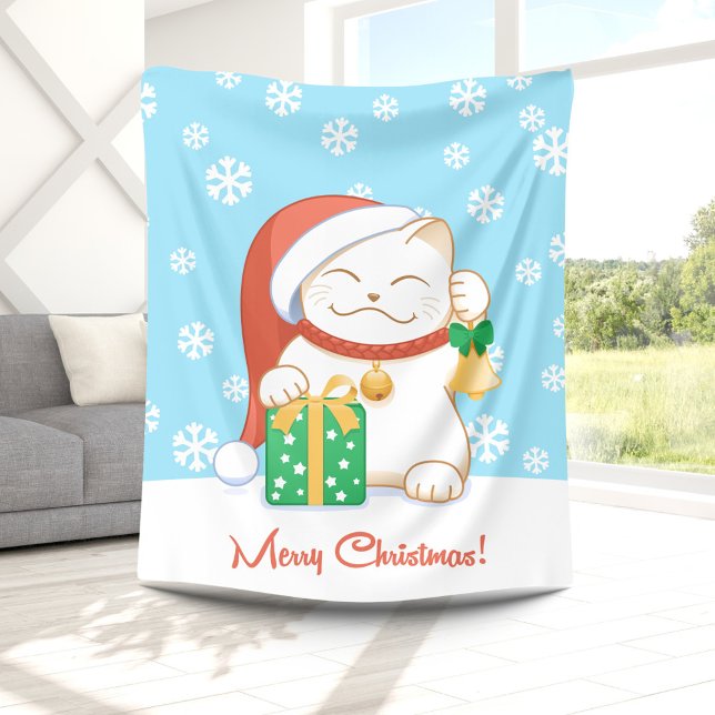 Vit julklapp i en röd hatt fleecefilt (Skapare uppladdad)