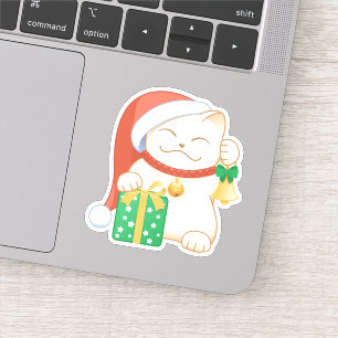 Vit julklapp i en röd hatt klistermärken