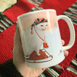 Vit julklapp i Snö Kaffemugg