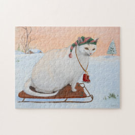 Vit julklapp i Snö Pussel