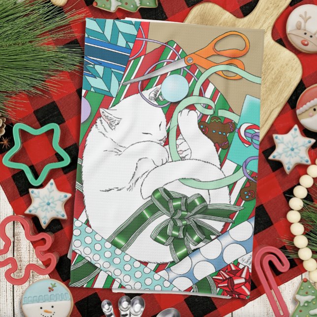 Vit julklapp kökshandduk (Skapare uppladdad)