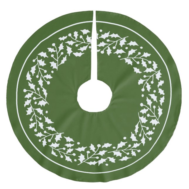 Vit julkrans med järnek  julgransmatta borstad polyester (Framsidan)