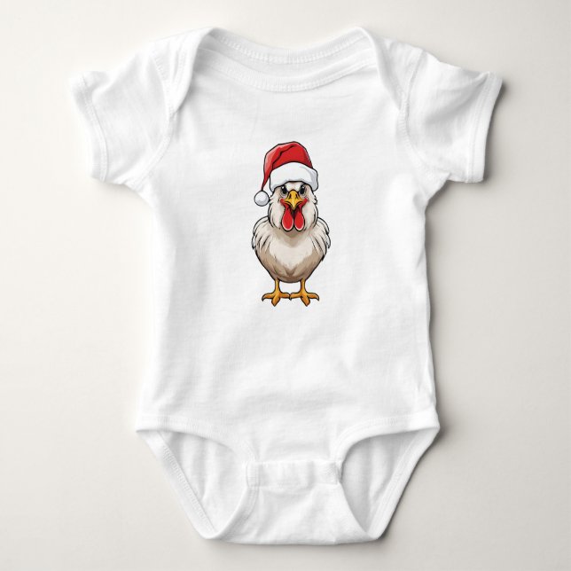 Vit julkyckling, Helgdag Chicken, Santa T Shirt (Framsida)