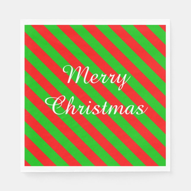Vit julstandard Napkin/Grönt och Red Pappersservett (Framsidan)