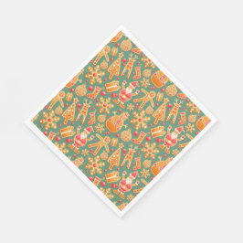 Vit julstandard Napkin/Santa and Friends Pappersservett