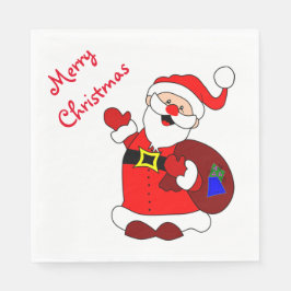 Vit julstandard Napkin/Wave Santa Pappersservett