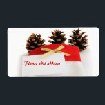 Vit julstrumpa med vitt kort - redigera fraktsedel<br><div class="desc">Juletikett</div>