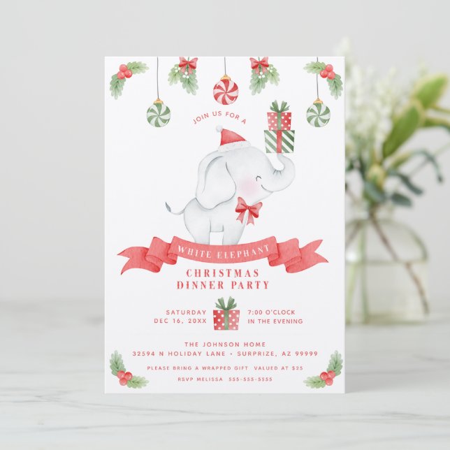 Vit, jultomte, gift-utbyte inbjudningar (Stående Fram)