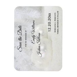 Vit julvinter Bröllopet Spara datum Magnet