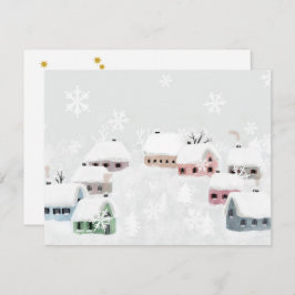 Vit julvinter Snowy Day Illustration Mini Julkort