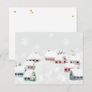 Vit julvinter Snowy Day Illustration Mini Julkort