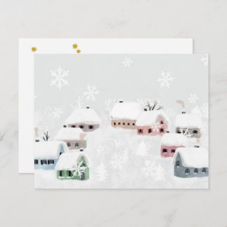 Vit julvinter Snowy Day Illustration Mini Julkort