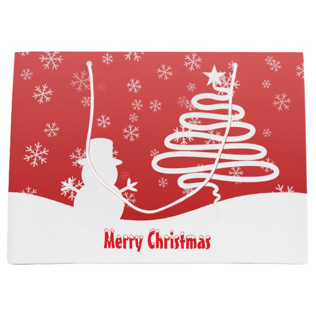 Vit julvinter Wonderland Snögubbe Träd (Framsidan)