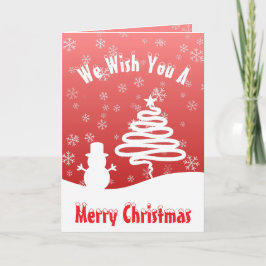 Vit julvinter Wonderland Snögubbe Träd Kort