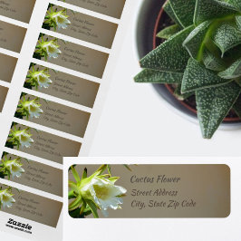 Vit kaktus Flower Botanical Taupe Returadress Returadress Etikett