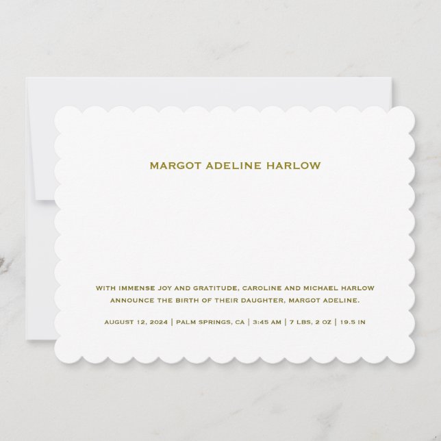 Vit kallopad Kön Neutral födelse Meddelande (Framsida)