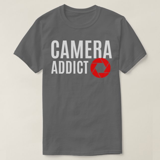 Vit kameraaddict och röd bländardesign för ph t shirt (Design framsida)