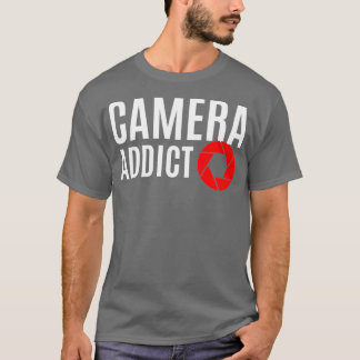 Vit kameraaddict och röd bländardesign för ph t shirt