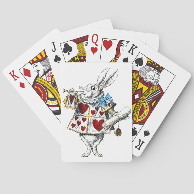 Vit kanin Alice i Underlandet Hjärtans kanin Casinokort (Baksidan)
