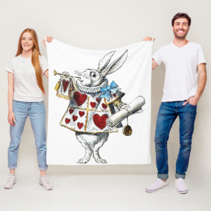Vit kanin Alice i Underlandet Hjärtans kanin Fleecefilt