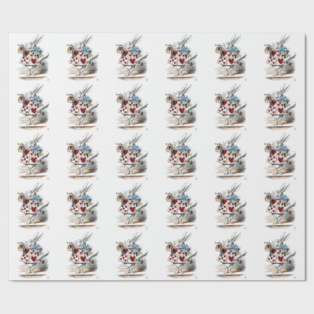 Vit kanin Alice i Underlandet Hjärtans kanin Presentpapper (Platt)