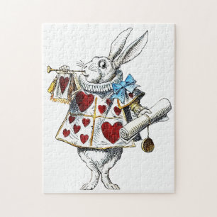 Vit kanin Alice i Underlandet Hjärtans kanin Pussel