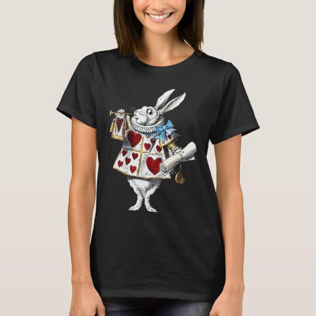 Vit kanin Alice i Underlandet Hjärtans kanin T Shirt (Framsida)