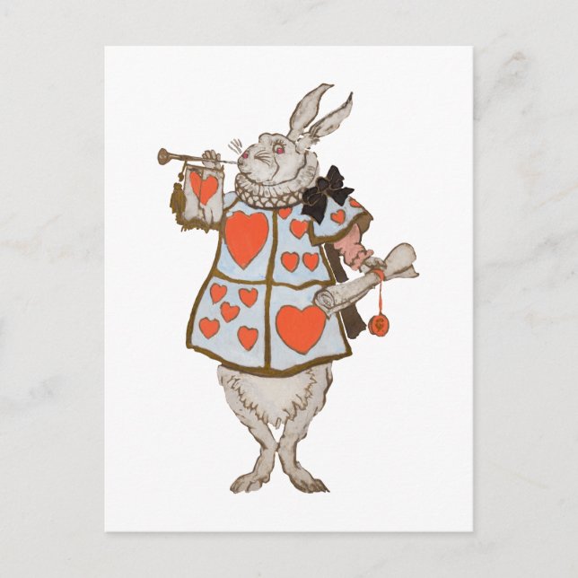Vit kanin  Alice*s Äventyr Vykort (Framsida)