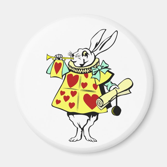 Vit kanin från Alice i Wonderland Button Magnet (Framsidan)