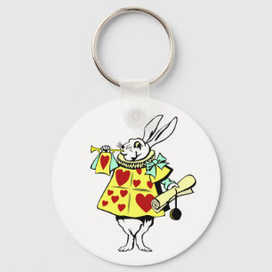 Vit kanin från Alice i Wonderland Button Nyckelring