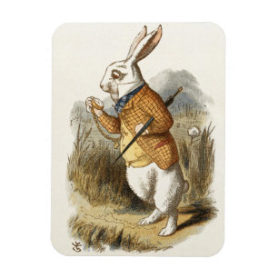 Vit kanin från Alice In Wonderland Vintage Art Magnet