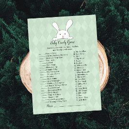 Vit kanin Grönt Baby Candy Shower Game Inbjudningar