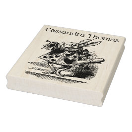 Vit Kanin Hov Trompetare Alice i Underlandet Stämpel