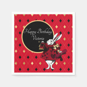 Vit kanin i Red Birthday Pappersservett