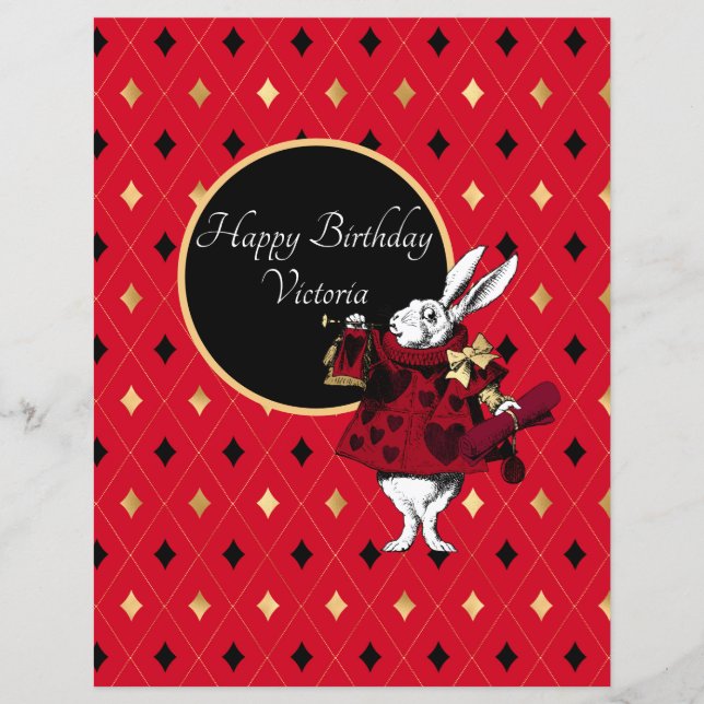 Vit kanin i Red Birthday Scrapbook Papper (Framsida)