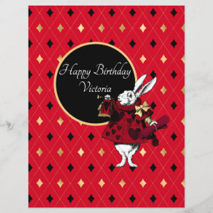 Vit kanin i Red Birthday Scrapbook Papper