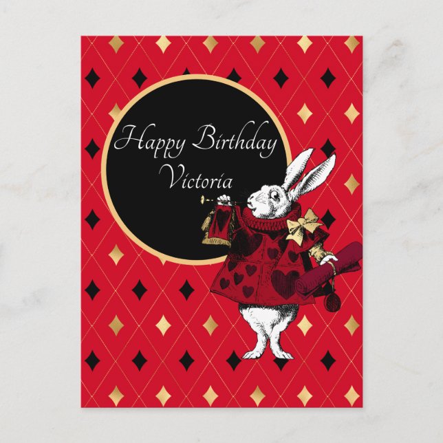 Vit kanin i Red Birthday Vykort (Framsida)