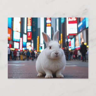 Vit kanin i Times Square Helg Vykort